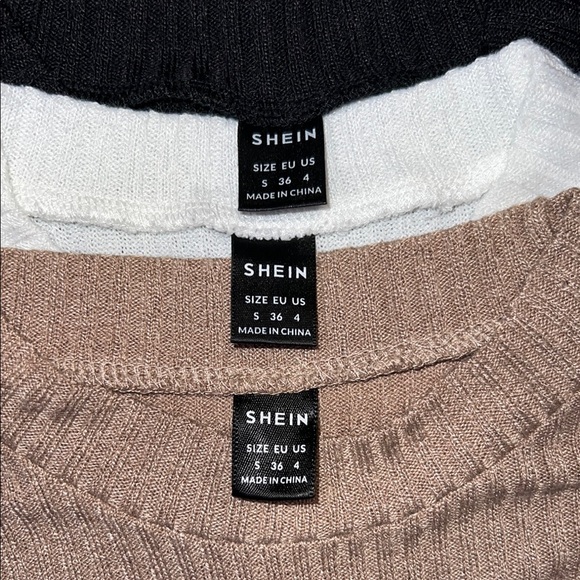 Lot of 3 - SHEIN - Black, White and Brown Cropped Short Sleeve Tops (EUC) - Picture 2 of 9